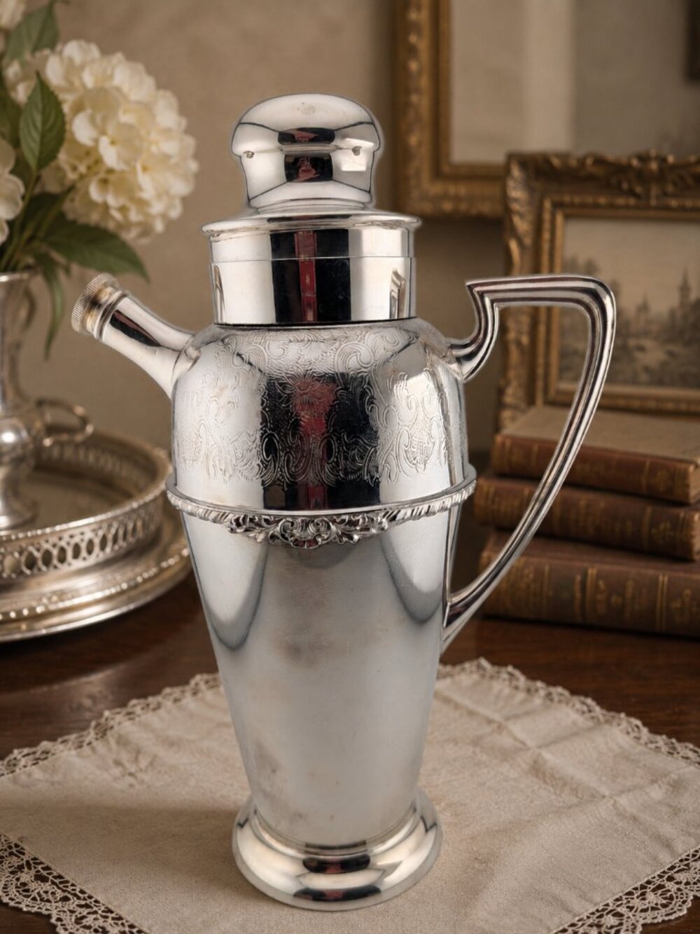 Vintage Old English Reproduction Silverplate Cocktail Shaker – EP on Copper